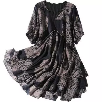 Модное шифоновое платье свободного кроя для летней женской одежды S чёрный