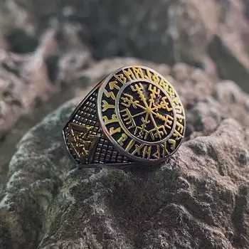 Модное скандинавское ретро кольцо из нержавеющей стали в готическом стиле викинг подарок для мужчин винтажные геометрические украшения оптом стальной золотой цвет хип 7