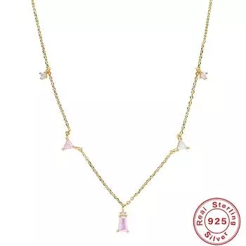 Модное стерлинговое серебро S925, геометрическое, для ношения в несколько рядов, цветное, с бриллиантом «ледяной кристалл», ожерелье на ключицу для женщин 925 Silver золотой