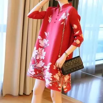 Модное свободное плиссированное женское платье высокого класса, женское осеннее облегающее платье, повседневное платье с рукавом три четверти, женское one size красный