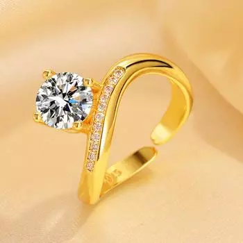 Модное темпераментное новое кольцо с цирконием для женщин, современное простое универсальное кольцо на указательный палец неправильной формы Opening adjustable золотой