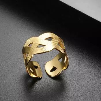 Модное тканое кольцо ручной работы из нержавеющей стали для женщин, текстурированные открытые регулируемые кольца на палец, летние водонепроницаемые шикарные ювелирные изделия, подарок resizable