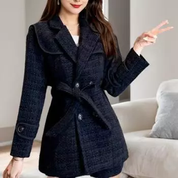 Модное толстое твидовое пальто для женщин, идеально подходит для осени и зимы M
