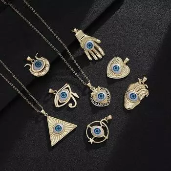 Модное турецкое ожерелье Lucky Evil Eye, женское 8 стилей, голубые глаза, женский шарм, модное эмалированное ожерелье в форме сердца в форме пальмы, ювелирные изделия Eyes necklace 0645cm