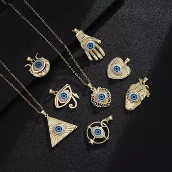 Модное турецкое ожерелье Lucky Evil Eye, женское 8 стилей, голубые глаза, женский шарм, модное эмалированное ожерелье в форме сердца в форме пальмы, ювелирные изделия Eyes necklace 0645cm