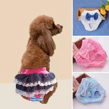 Модное удобное нижнее белье для собак Pet Puppy Bowknot Физиологические штаны Аксессуары XL розовый