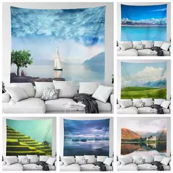 Модное украшение для дома, гобелен с чудесами, горное озеро, растение, гобелен для спальни, гостиной, фоновая ткань, тапиз 100X75CM