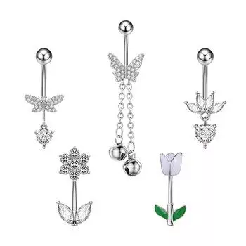 Модное украшение для пирсинга пупка в форме цветка в форме сердца, подвеска в виде капли воды на пупок, пирсинг живота для женщин, ювелирные изделия для тела A6