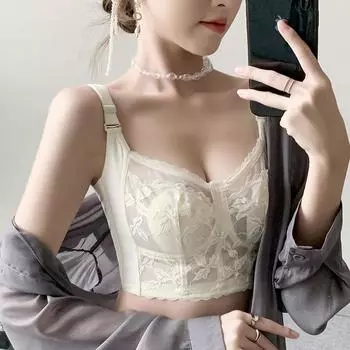 модное ультратонкое нижнее белье без стальной оправы, легкое и тонкое, большая грудь, небольшая регулировка, боковая коллекция, грудь, тонкий, сексуальный кружевной чехол для бюстгальтера 85B чёрный
