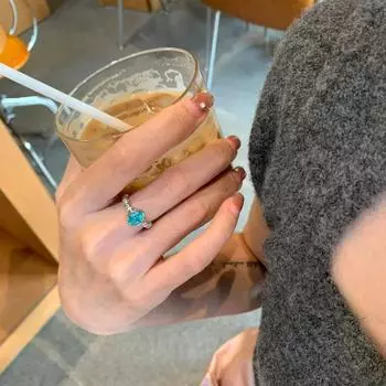 Модное уникальное кольцо с голубым цирконием для женщин, регулируемый аксессуар, трендовый J5727