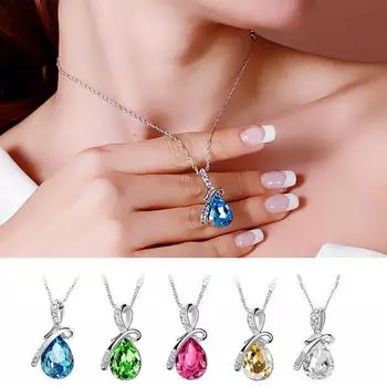 Модное унисекс свадебное ожерелье с подвеской Стразы мода 1 шт. капля воды ювелирные изделия Кристалл Ангел слеза ожерелье для женщин