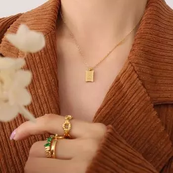 Модное универсальное модное овальное фирменное квадратное фирменное ожерелье с подвеской Niche Design