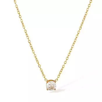 Модное универсальное ожерелье Commuter Wind из нержавеющей стали с позолотой и минималистичным цирконием, цепочка на ключицу