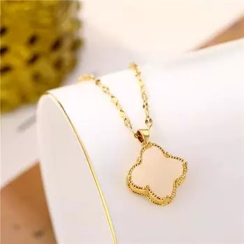 Модное универсальное ожерелье с четырьмя листами клевера, женская подвеска на ключицу, цепочка на удачу, ювелирные изделия белый