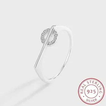 Модное ювелирное кольцо из стерлингового серебра для женщин, инкрустированное кольцо с цирконом AAAA, геометрический круг, ювелирные изделия из стерлингового серебра S925, серебряный подарок 6 серебряный