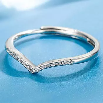 Модное V-образное кольцо с регулируемым отверстием, украшенное бриллиантами, темперамент