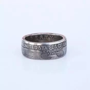 Модное винтажное кольцо, американская монета 25 центов, кольцо с монетой ручной работы, мужское кольцо с орлом, монета, ювелирные изделия 18mm