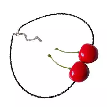Модное вишневое ожерелье Уникальное ожерелье Ожерелье из бусин ручной работы Подходит для молодых женщин и модных энтузиастов