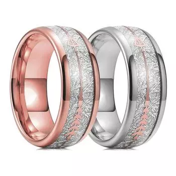 Модное вольфрамовое обручальное кольцо со стрелой цвета розового золота 8 мм для мужчин, винтажное обручальное стальное кольцо с метеоритным узором, мужское обручальное кольцо 7