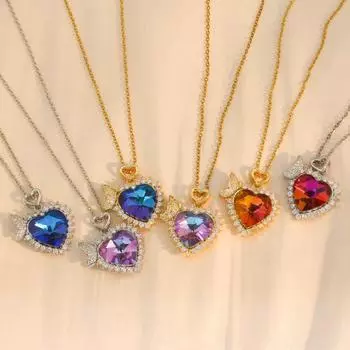 Модное высококачественное ожерелье не теряет цвет, новое ожерелье Love Heart, ожерелье Senior Sense Of Titanium Steel, женское ожерелье 1