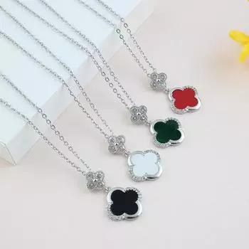 Модное высококачественное ожерелье с четырьмя листочками клевера, простое модное ожерелье с цепочкой на ключицу, высокое качество, ювелирные изделия для женщин чёрный