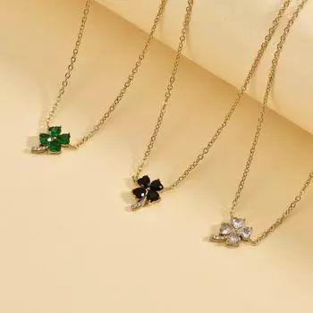 Модное высококачественное ожерелье с четырьмя листами клевера из титановой стали, не теряющее цвет, цепочка на ключицу, высококлассное женское ожерелье чёрный