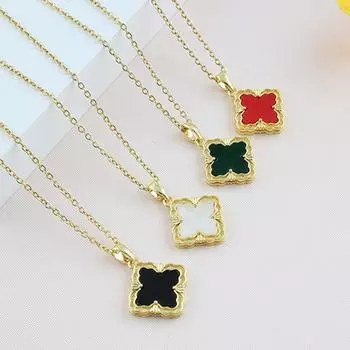 Модное высококачественное ожерелье с четырьмя листочками клевера, простая цепочка на ключицу с сотней темпераментов, высококачественное квадратное женское ожерелье, ювелирные изделия чёрный