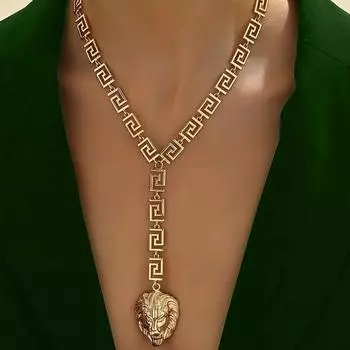 Модное высококачественное ожерелье с головой льва для женщин золотой