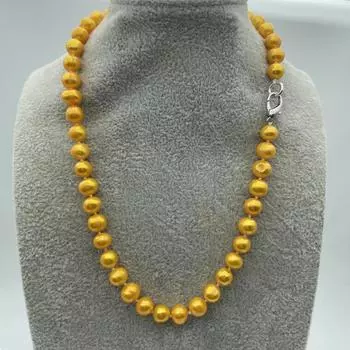 Модное желтое жемчужное ожерелье 8-9 мм