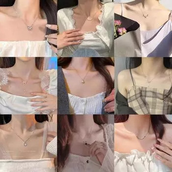 Модное жемчужное ожерелье: Цепочка на ключицу из высококачественной титановой стали для женщин Cute Cat Necklace