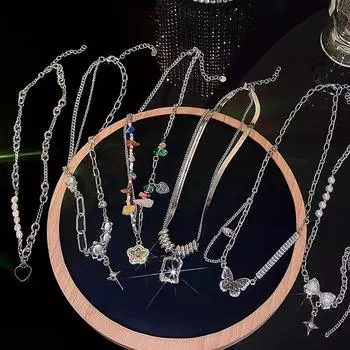 Модное жемчужное ожерелье: Цветная цепочка на ключицу из бисера с легким роскошным дизайном для модного и универсального женского стиля X1090 золотой