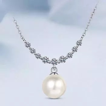 Модное жемчужное ожерелье из муассанита для женщин, элегантное стерлинговое серебро 925 пробы, ключичная цепочка, кулон, свадебный подарок, ювелирные изделия