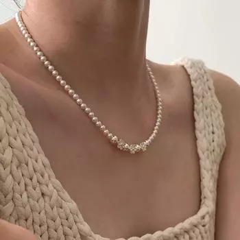 Модное жемчужное ожерелье с цветком, женское ретро-подвеска с искусственным жемчугом и цветком, ювелирное изделие, подарок