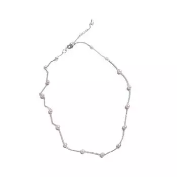 Модное Жемчужное Ожерелье Жемчужное Ожерелье Ручной Работы с Бусинами Нежная Шейная Цепочка Подарок для Любителя Моды серебряный