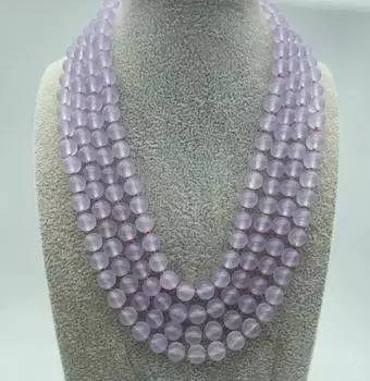 Модное женское 4-рядное ожерелье из натурального лавандового нефрита