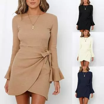 Модное женское элегантное клетчатое платье с длинным рукавом с рюшами и бантом L чёрный