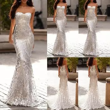 Модное женское элегантное сексуальное повседневное тонкое платье на бретельках, однотонное платье, платье с юбкой S серебряный