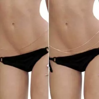 Модное женское двухслойное сексуальное пляжное бикини, поясное звено, цепочка для тела на животе золотистый