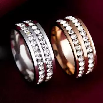 Модное женское и мужское очаровательное двойное свадебное ювелирное кольцо из титановой стали 10