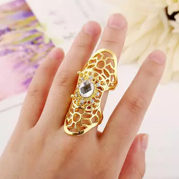 Модное женское кольцо, европейское и американское, изысканное, преувеличенное, металлическая текстура, полое бриллиантовое кольцо золотой