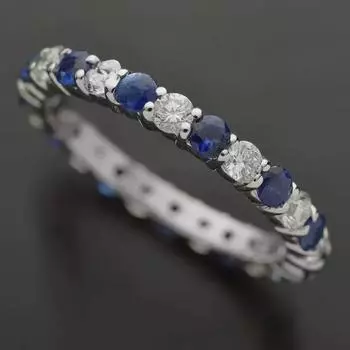 Модное женское кольцо Hecheng с синим цирконием и паве — ювелирные изделия в европейском и американском стиле. Size 7 платиновый