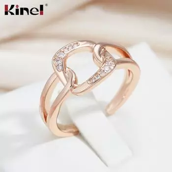 Модное женское кольцо Kinel с квадратным вырезом, винтажные открытые кольца с блестящим цирконом