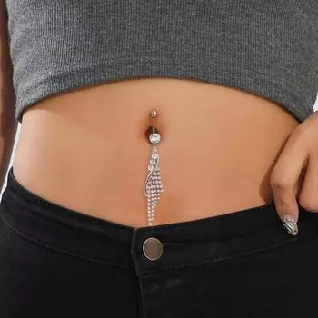 Модное женское кольцо на пупке, пирсинг живота из нержавеющей стали, свисающая кисточка, кольцо на пупок, ювелирное изделие, подарок розового золота