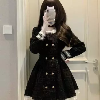 Модное женское короткое платье 2XL чёрный