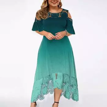 Модное женское кружевное платье-футляр без бретелек с короткими рукавами и рюшами XXXXL