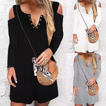 Модное женское летнее облегающее однотонное платье с v-образным вырезом S чёрный