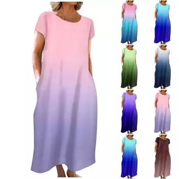 Модное женское летнее платье с круглым вырезом и повседневным модным пуловером без рукавов с принтом L