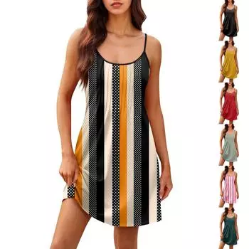 Модное женское летнее платье с винтажным цветочным принтом, регулируемые бретельки для пляжного отдыха, повседневное платье с карманами L