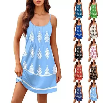 Модное женское летнее платье с винтажным цветочным принтом, регулируемые бретельки для пляжного отдыха, повседневное платье с карманами L