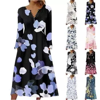 Модное женское летнее повседневное пуловер с v-образным вырезом и длинным рукавом с принтом L чёрный